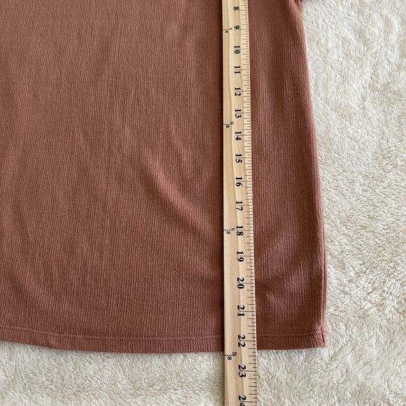 LOFT Short Sleeve Shirt Size XS Dusty Rose Textured Knit Ruffle Sleeve Top - Picture 9 of 9